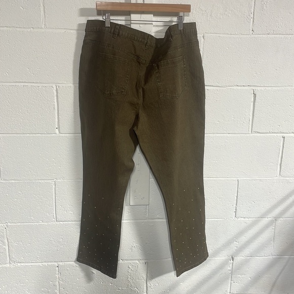 NWT DG2 By Diane Gilman Straight Leg Brown Stretch Gold Studded Sz 22W - Picture 3 of 3